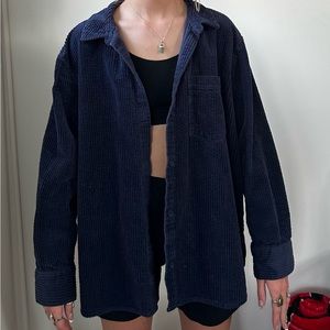 Blue corduroy oversized flannel